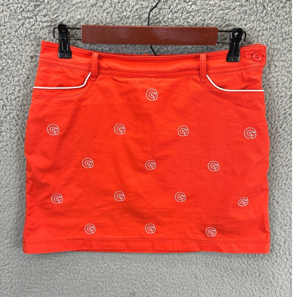 Louis Castel Golf Skort Womens 6 S 27 Orange Embroidered Stretch Tennis Prep